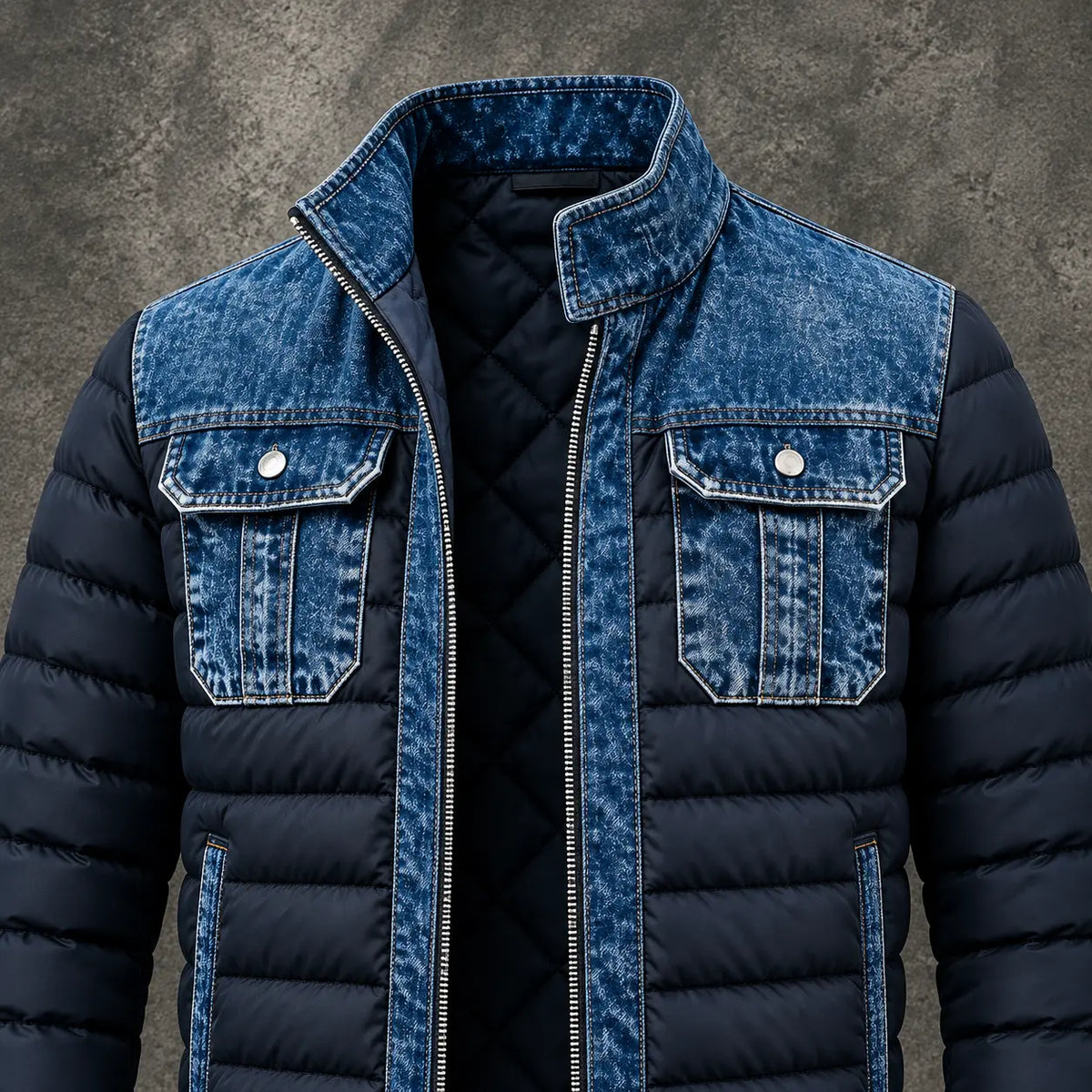Chaqueta híbrida de mezclilla acolchada