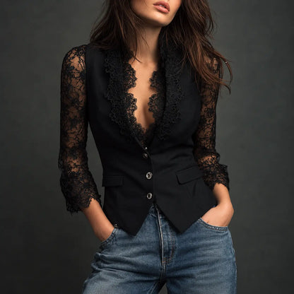 Blazer con mangas semitransparentes