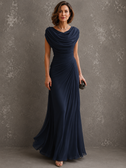 Vestido largo sin mangas con drapeado